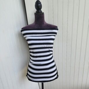 White House Black Market WHBM Striped Off The Shoulder Stretch Sleeveless Top XS
